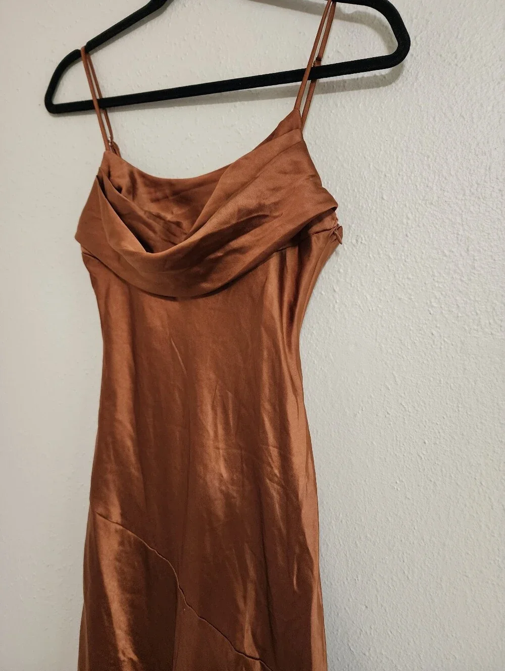 Selfie Leslie Well Versed Pleated Bust Front Split Dress Chocolate XS Wedding